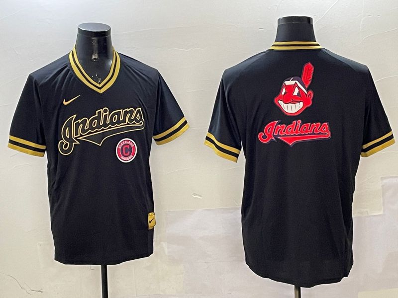 Men Cleveland Indians Blank Black Gold Game 2025 Nike MLB Jersey style 5